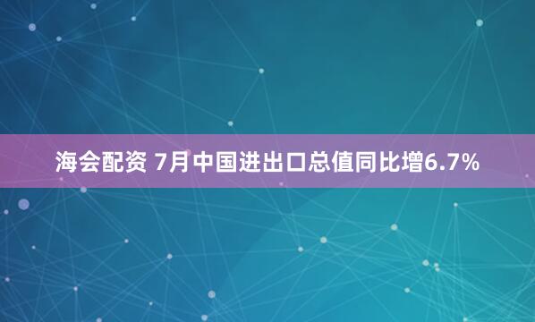 海会配资 7月中国进出口总值同比增6.7%