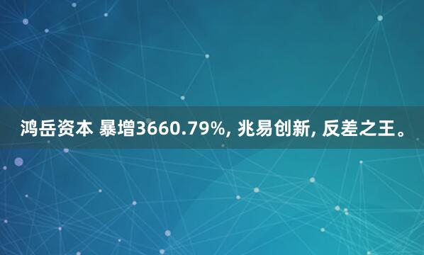 鸿岳资本 暴增3660.79%, 兆易创新, 反差之王。